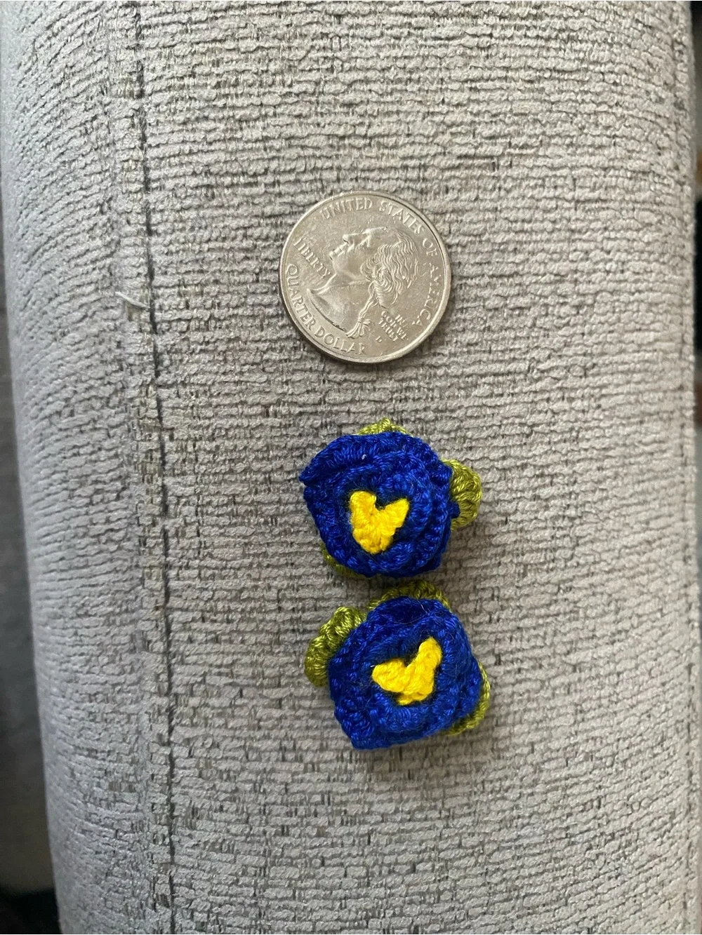 Handmade Blue & Yellow Crochet Flower Earrings